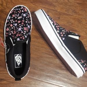 Vans, Black Floral, Girl Size 3